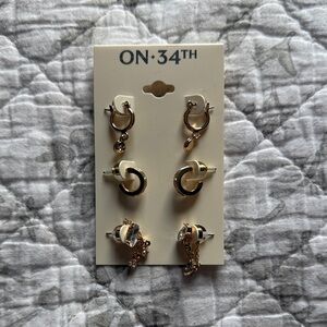 On 34th good charm set of three earrings